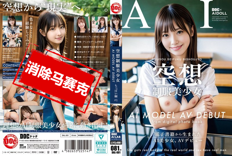 DAL-001 制服美少女 AI MODEL AV 出道篇#1～從電子書中誕生的AI美少女，AV出道 素人